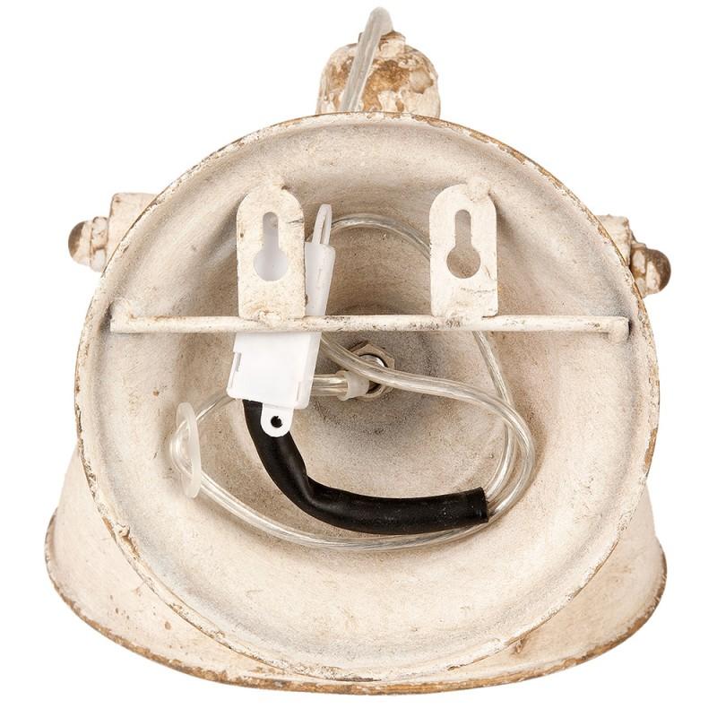 Clayre & Eef 6LMP481W Wandlamp 21x30x19 Cm Wit IJzer Rond Muurlamp