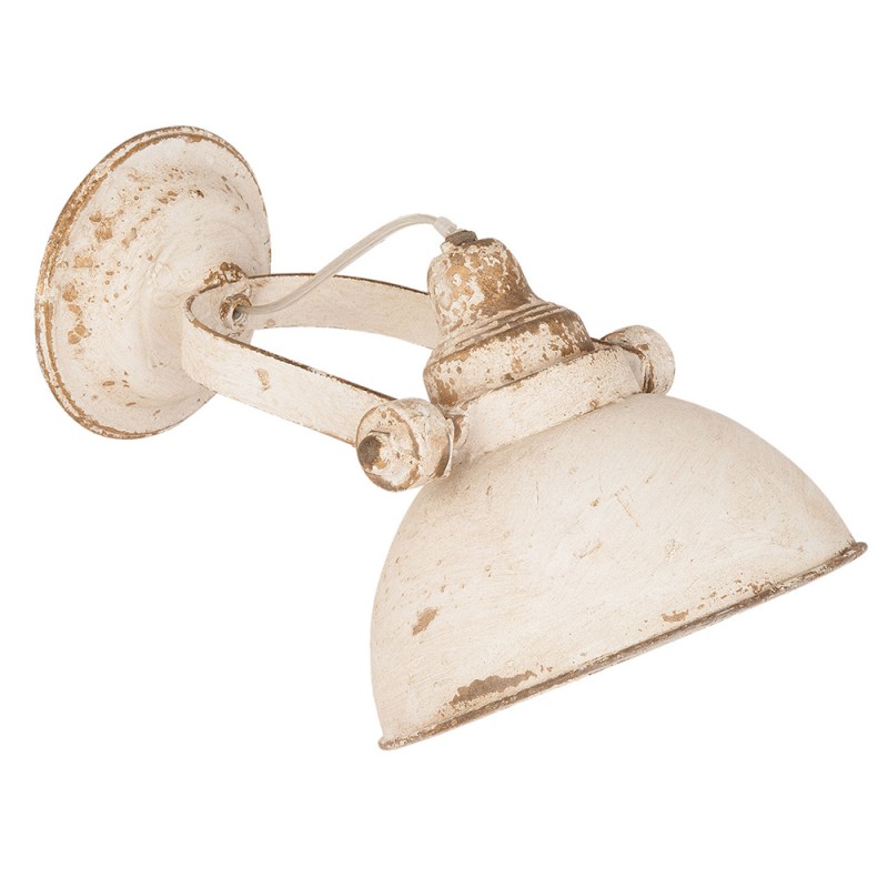 Clayre & Eef 6LMP481W Wandlamp 21x30x19 Cm Wit IJzer Rond Muurlamp