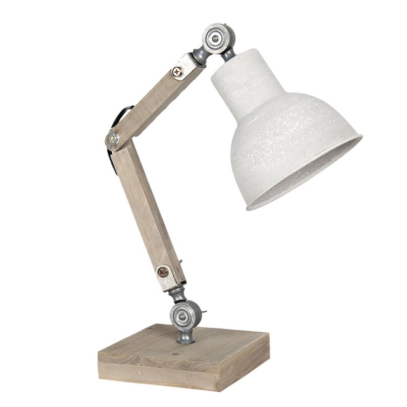 clayre & eef 6LMP494N Bureaulamp 15x15x47 cm Beige Hout Vierkant Tafellamp