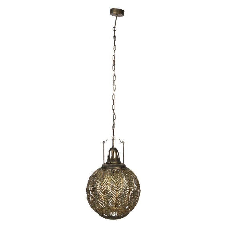 Clayre & Eef 6LMP616 Hanglamp 45x45x70/175 Cm Goudkleurig IJzer Rond Hanglamp Eettafel