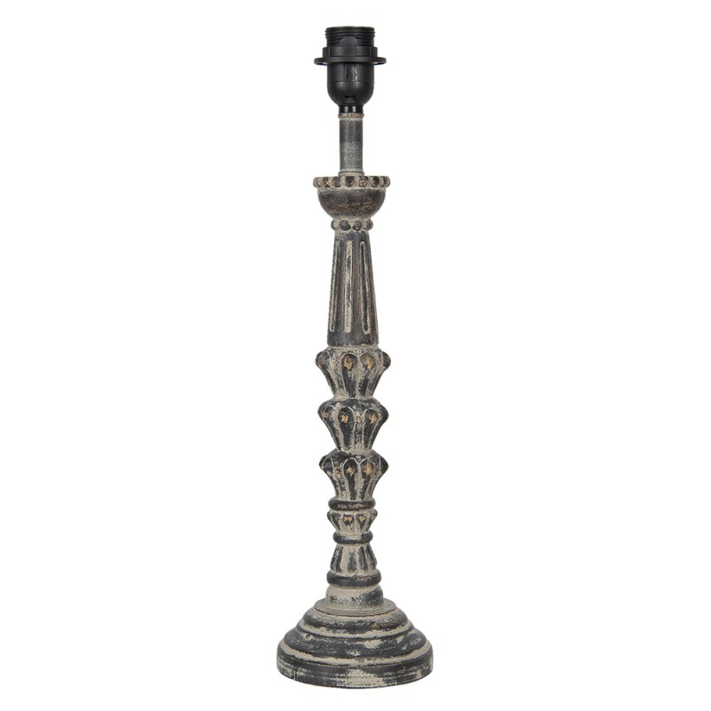 Clayre & Eef 6LMP671 Lampenvoet Ø 12x51 Cm Grijs Hout Rond Lampvoet