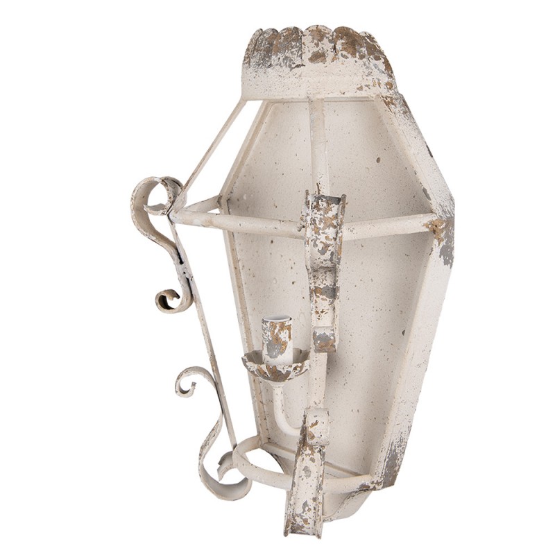 Clayre & Eef 6LMP747 Wandlamp 33x18x49 Cm Beige Goudkleurig IJzer Muurlamp