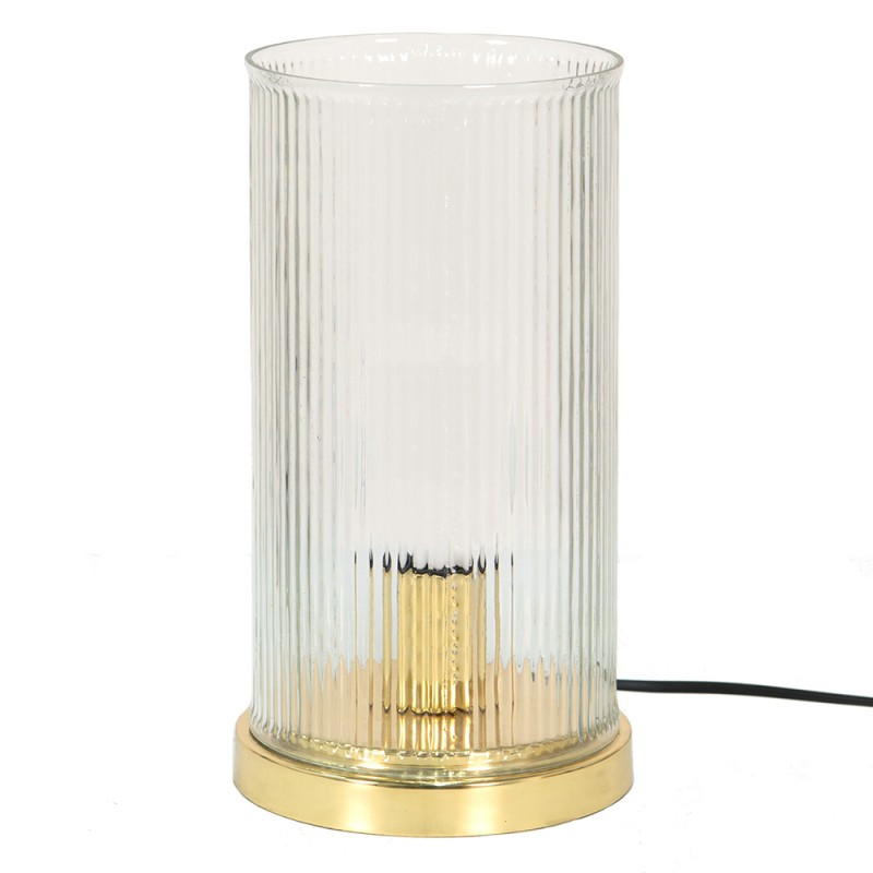 clayre & eef 6LMP757 Tafellamp Ø 15x27 cm Goudkleurig Glas Rond Bureaulamp