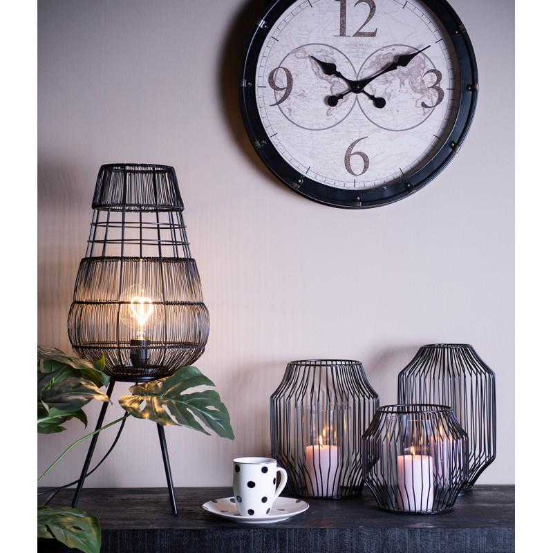 Clayre & Eef 6LMP760 Vloerlamp Ø 20x59 Cm Zwart IJzer Staande Lamp