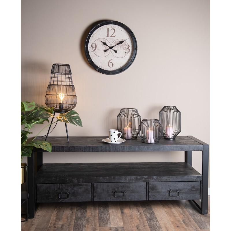 Clayre & Eef 6LMP760 Vloerlamp Ø 20x59 Cm Zwart IJzer Staande Lamp