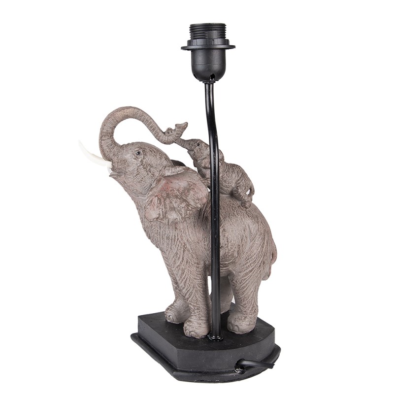 Clayre & Eef 6LMP764 Lampenvoet Olifant 21x14x36 Cm Grijs Bruin Polyresin Lampvoet