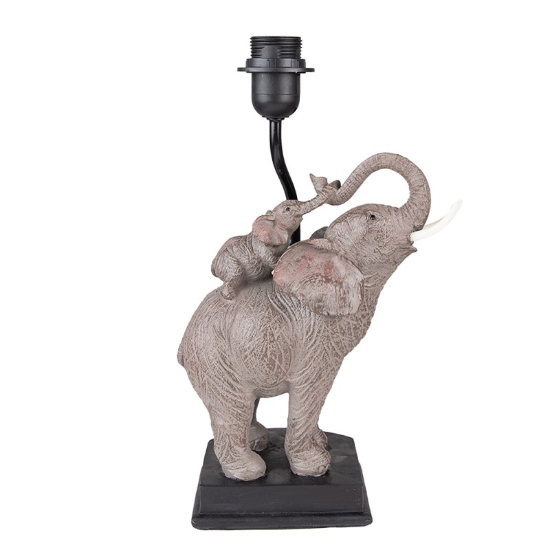 clayre & eef 6LMP764 Lampenvoet Olifant 21x14x36 cm Grijs Bruin Polyresin Lampvoet