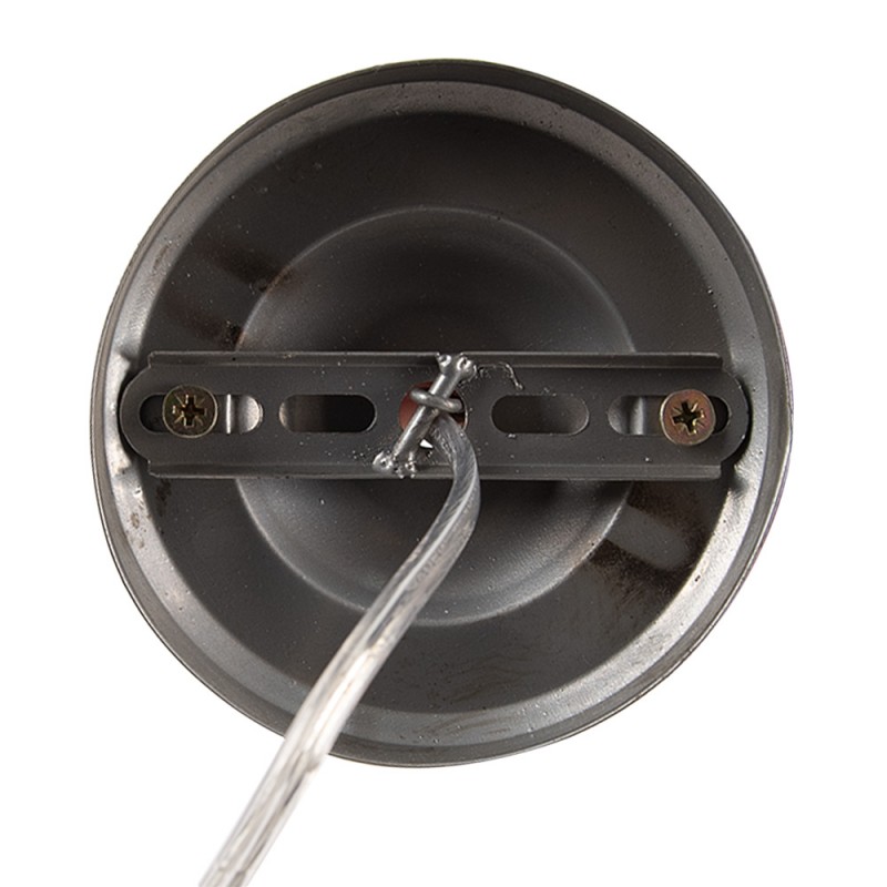 Clayre & Eef 6LMP767 Hanglamp Ø 42x52 Cm Goudkleurig Grijs IJzer Bladeren Hanglamp Eettafel