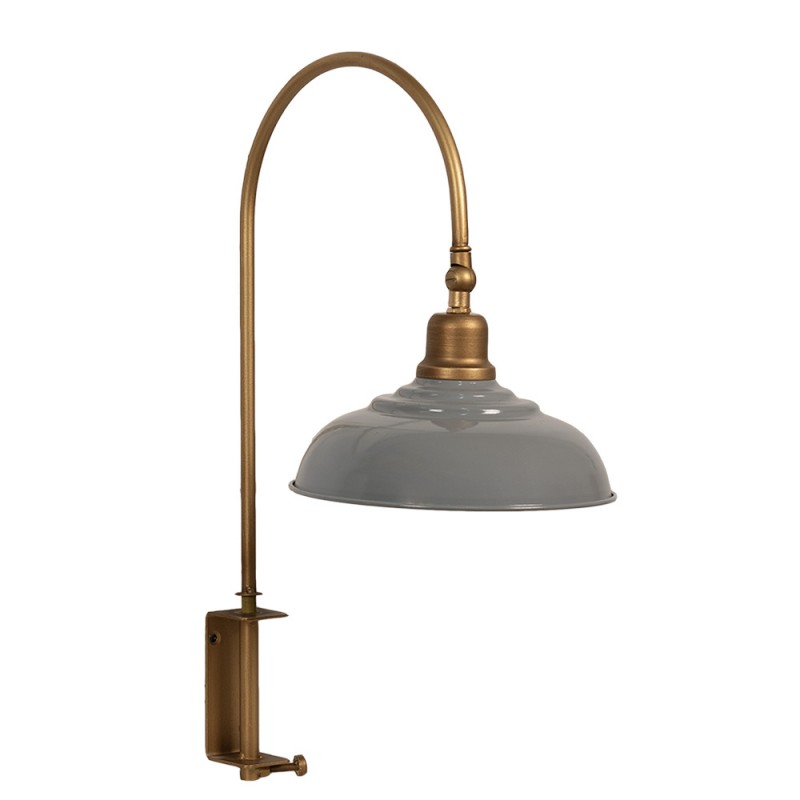 Clayre & Eef 6LMP785 Wandlamp 33x21x48 Cm Grijs Goudkleurig IJzer Muurlamp
