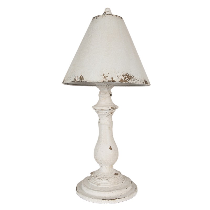 Clayre & Eef 6LMP787 Tafellamp Ø 26x55 Cm Wit IJzer Bureaulamp