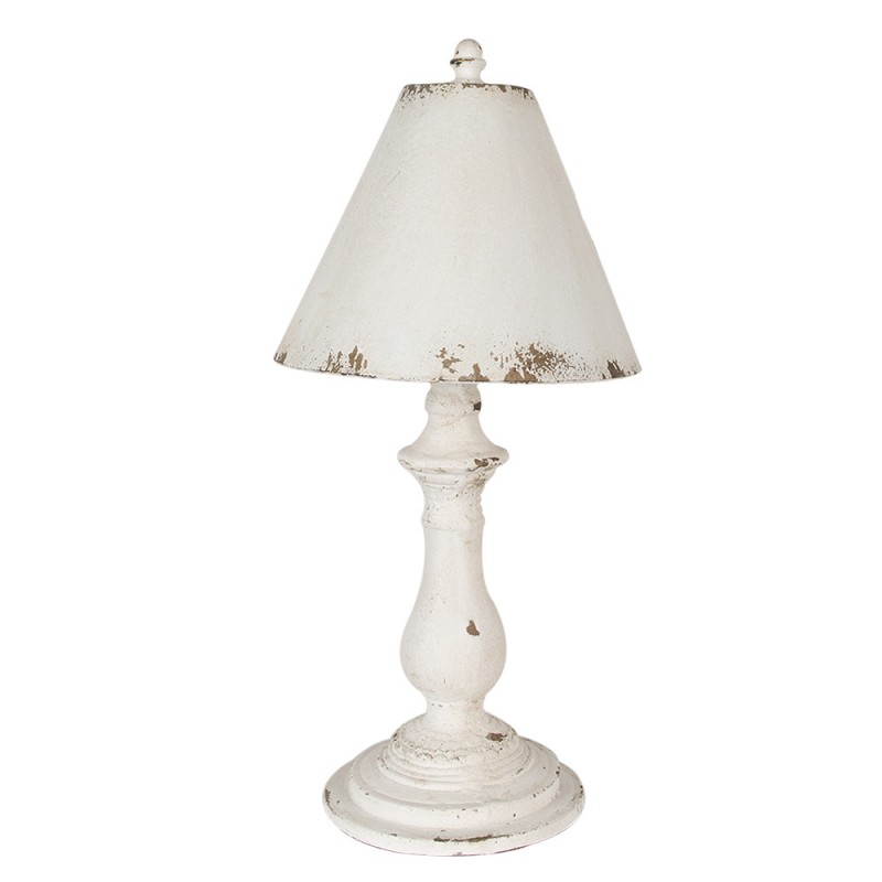 clayre & eef 6LMP787 Tafellamp Ø 26x55 cm Wit IJzer Bureaulamp