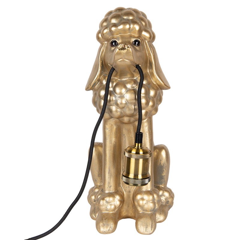 clayre & eef 6LMP793 Tafellamp Hond Poedel 27x16x38 cm Goudkleurig Kunststof