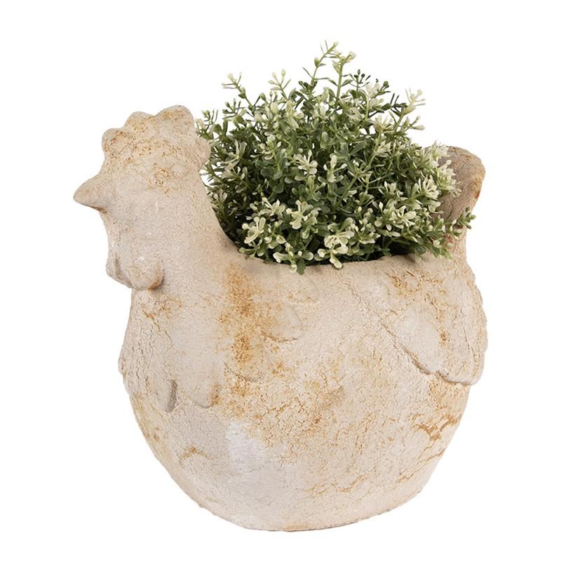 Clayre & Eef 6MG0108 Bloempot Kip 31x20x27 Cm Beige Keramisch Materiaal