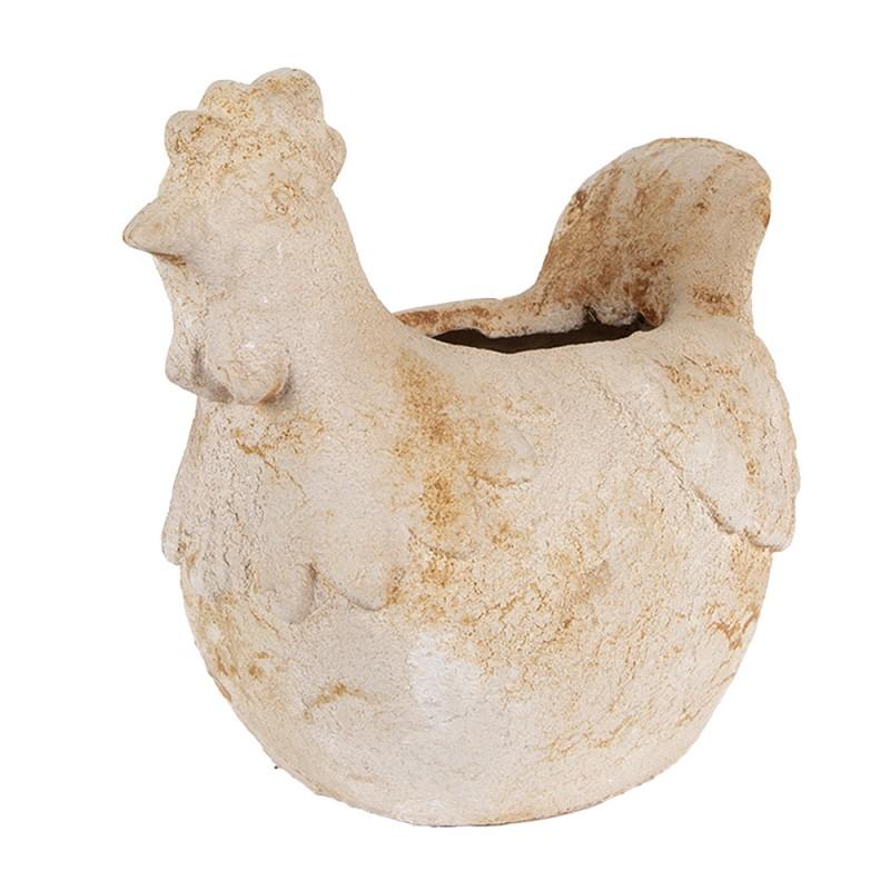 Clayre & Eef 6MG0108 Bloempot Kip 31x20x27 Cm Beige Keramisch Materiaal