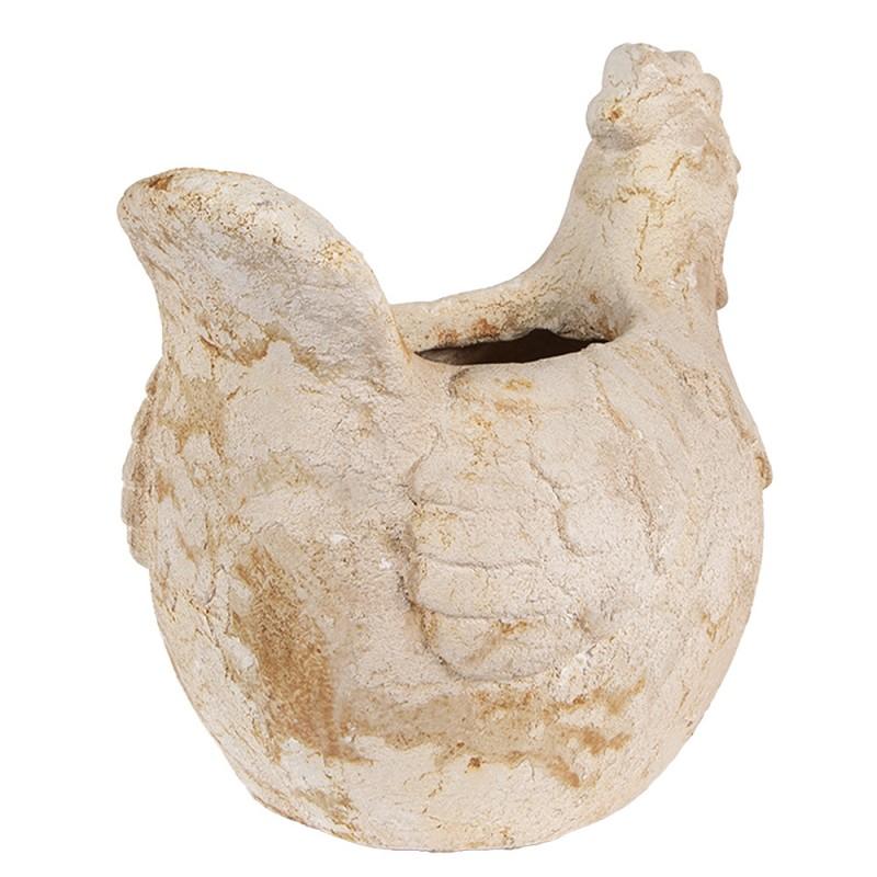 Clayre & Eef 6MG0108 Bloempot Kip 31x20x27 Cm Beige Keramisch Materiaal