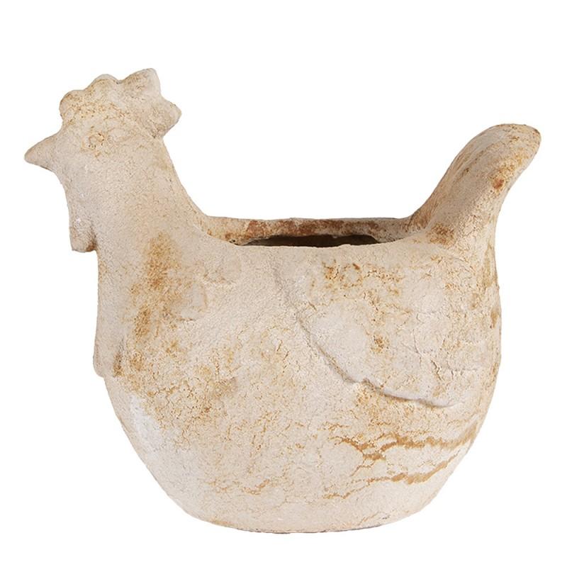 Clayre & Eef 6MG0108 Bloempot Kip 31x20x27 Cm Beige Keramisch Materiaal