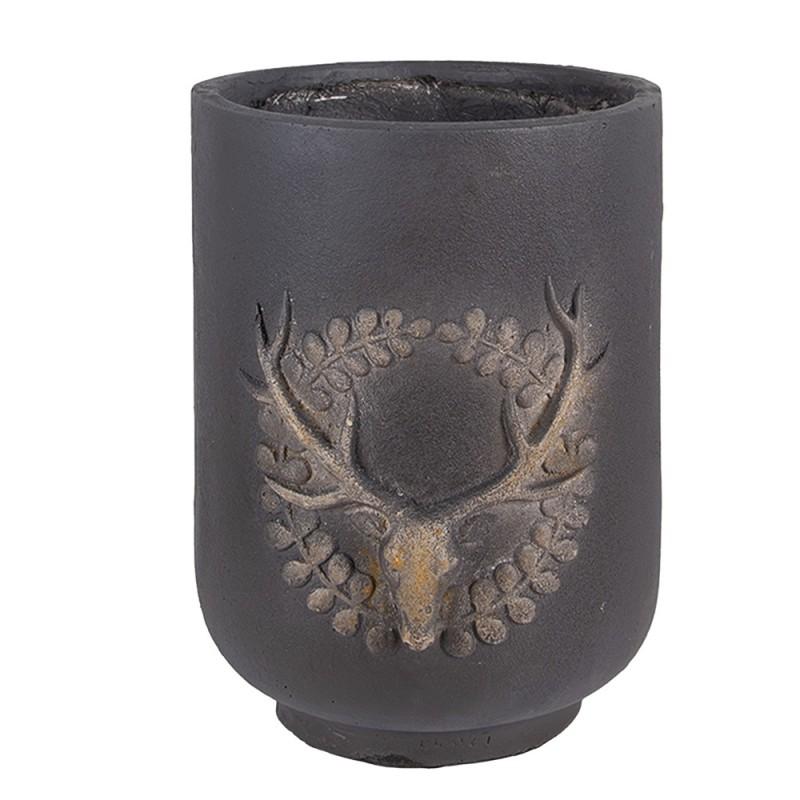 Clayre & Eef 6MG0109 Bloempot Ø 23x31 Cm Grijs Keramisch Materiaal Hert