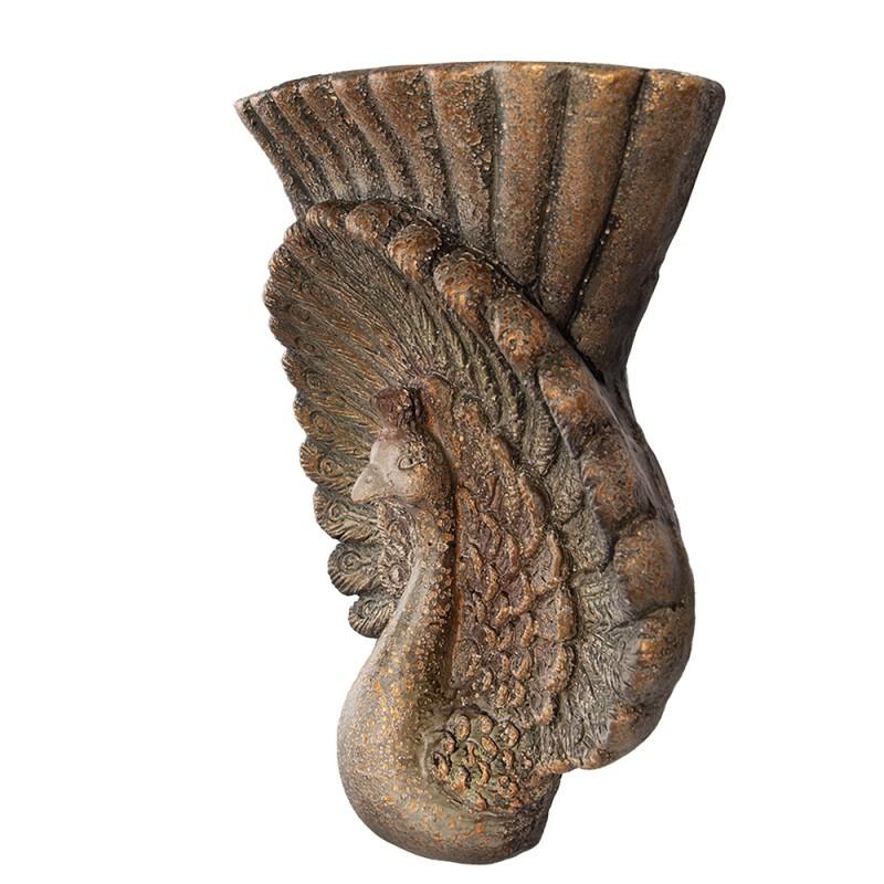 Clayre & Eef 6MG0111 Bloempot 36x12x39 Cm Bruin Keramisch Materiaal Pauw