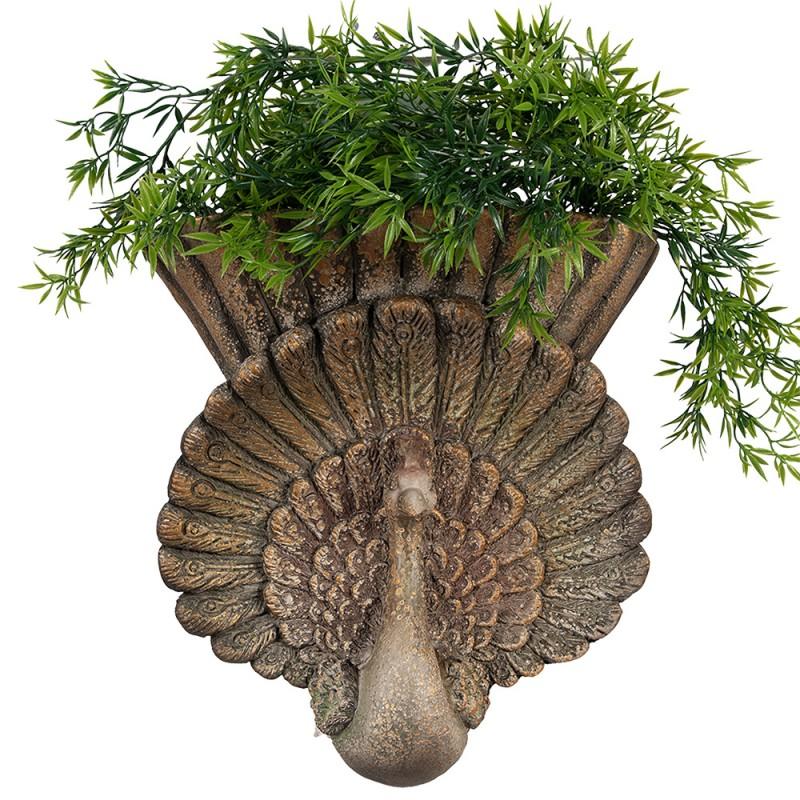 Clayre & Eef 6MG0111 Bloempot 36x12x39 Cm Bruin Keramisch Materiaal Pauw