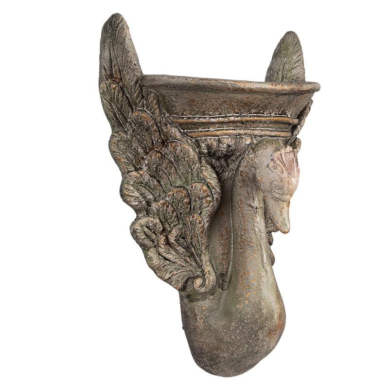 Clayre & Eef 6MG0112 Bloempot 30x15x43 Cm Bruin Keramisch Materiaal Zwaan