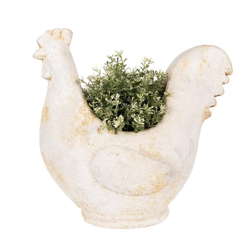 Clayre & Eef 6MG0115 Bloempot Kip 36x18x35 Cm Beige Keramisch Materiaal