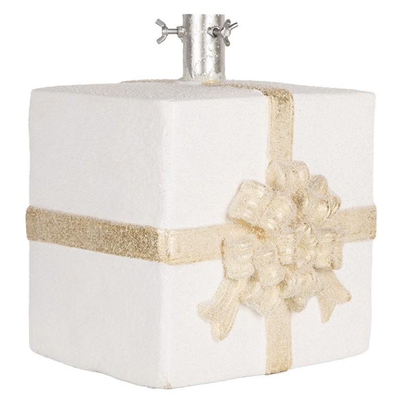 Clayre & Eef 6MG0116 Kerstboom Standaard Cadeau 26x24x33 Cm Wit Keramisch Materiaal