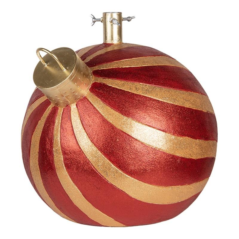 Clayre & Eef 6MG0152 Kerstboom Standaard Kerstbal 43x40x41 Cm Rood Goudkleurig Keramisch Materiaal