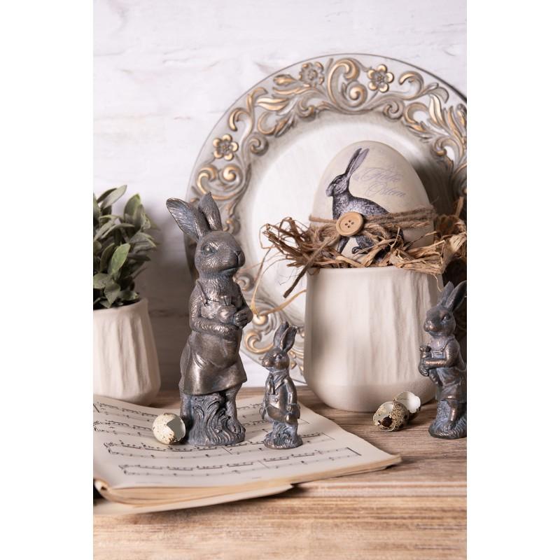 Clayre & Eef 6PR3091CH Beeld Konijn 11 Cm Bruin Kunststof Woonaccessoires