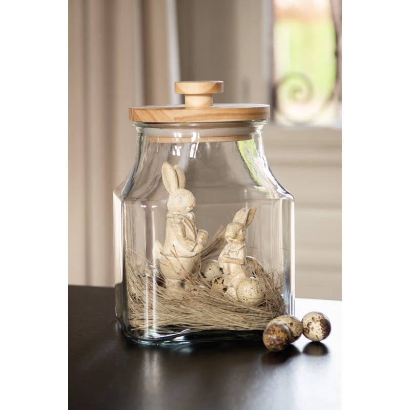 Clayre & Eef 6PR3096W Beeld Konijn 13 Cm Wit Kunststof Woonaccessoires