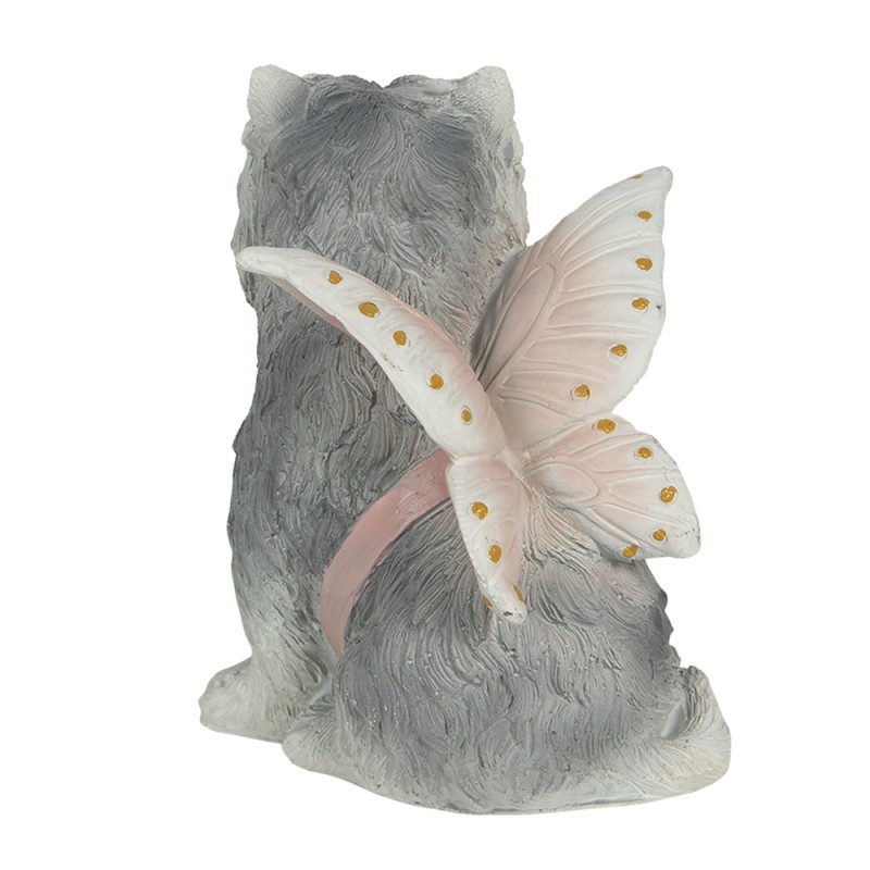 Clayre & Eef 6PR3119 Beeld Hond 11x10x13 Cm Grijs Kunststof Woonaccessoires