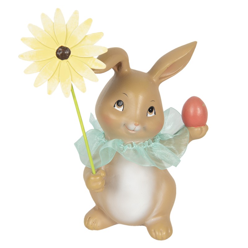 clayre & eef 6PR3133 Beeld Konijn 11x9x15 cm Bruin Wit Kunststof Woonaccessoires