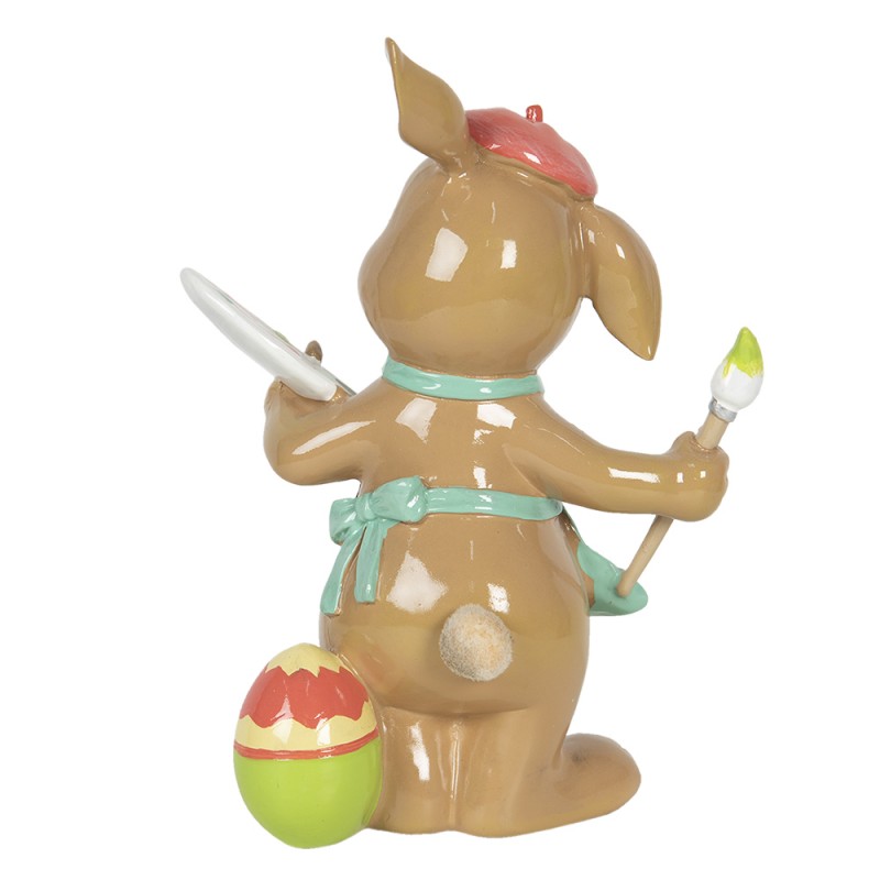 Clayre & Eef 6PR3135 Beeld Konijn 16x10x21 Cm Bruin Blauw Kunststof Woonaccessoires