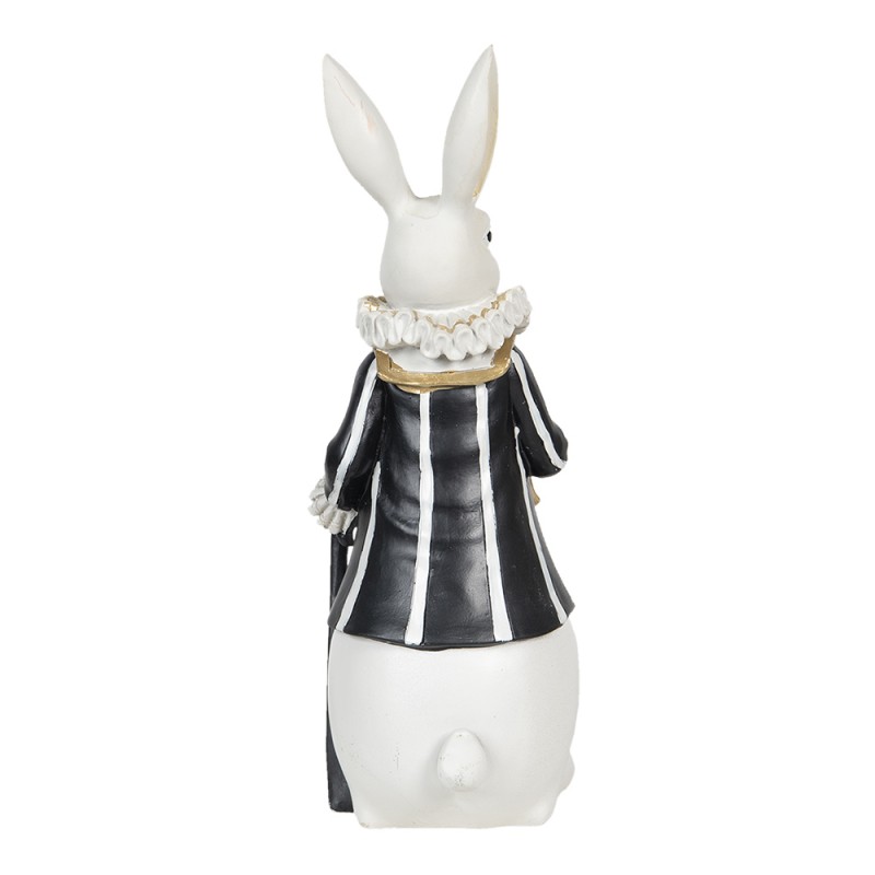 Clayre & Eef 6PR3165 Beeld Konijn 11x10x27 Cm Wit Blauw Polyresin Woonaccessoires