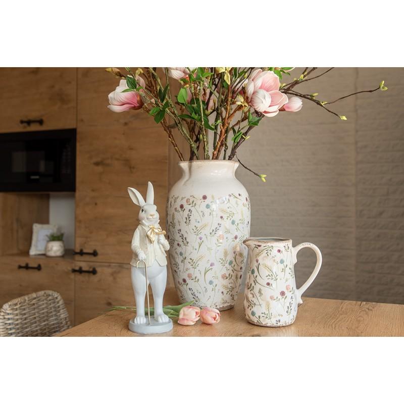 Clayre & Eef 6PR3170 Beeld Konijn 12x9x31 Cm Wit Polyresin Woonaccessoires