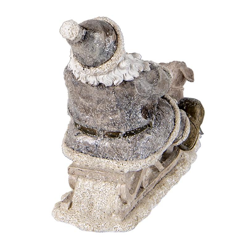 Clayre & Eef 6PR3472 Beeld Kerstman 24x8x16 Cm Grijs Kunststof Kerstdecoratie