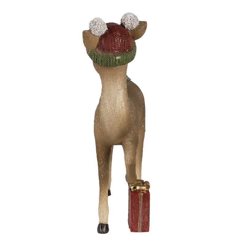 Clayre & Eef 6PR3486 Beeld Hert 16x8x24 Cm Bruin Kunststof Kerstdecoratie
