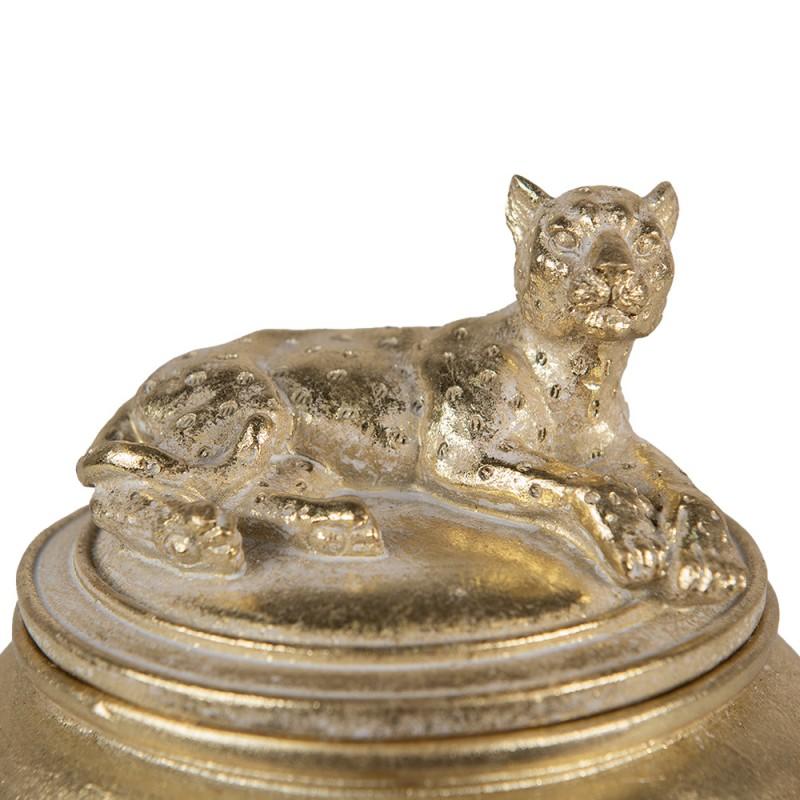Clayre & Eef 6PR3729 Sieradendoos Luipaard Ø 13x14 Cm Goudkleurig Polyresin Juwelendoos