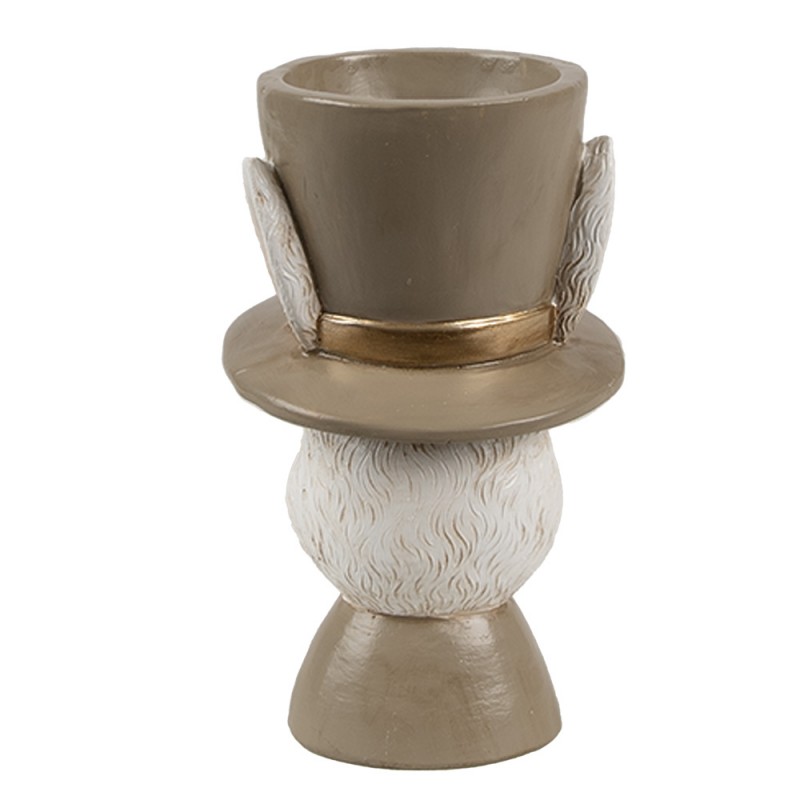 Clayre & Eef 6PR4401 Eierdopje Konijn 7x7x12 Cm Beige Kunststof Eierhouder