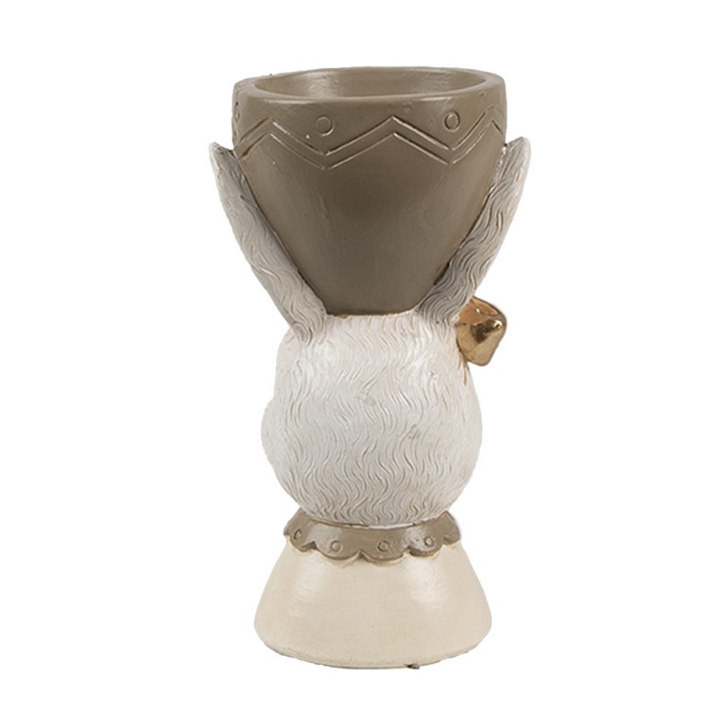 Clayre & Eef 6PR4402 Eierdopje Konijn 7x7x12 Cm Beige Kunststof Eierhouder