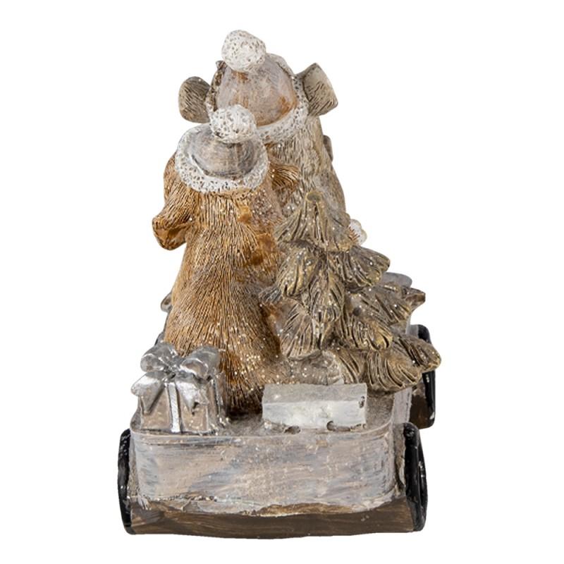 Clayre & Eef 6PR4637 Beeld Hond 10x6x9 Cm Grijs Beige Polyresin Kerstdecoratie