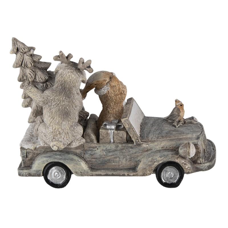 Clayre & Eef 6PR4639 Beeld Dieren 16x8x11 Cm Grijs Beige Polyresin Dieren Kerstdecoratie