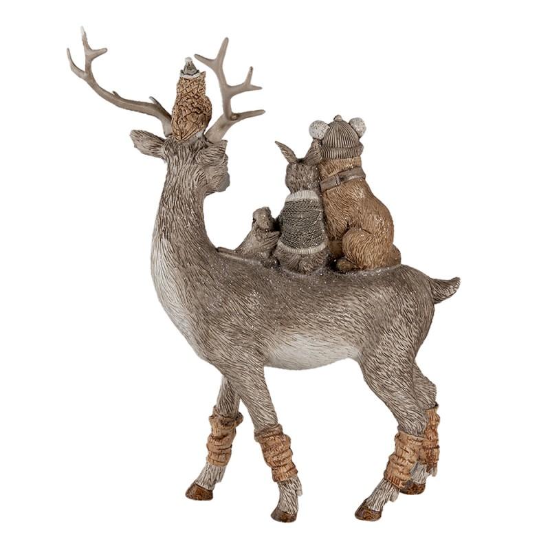 Clayre & Eef 6PR4652 Beeld Dieren 25 Cm Grijs Bruin Kunststof Dieren Woonaccessoires