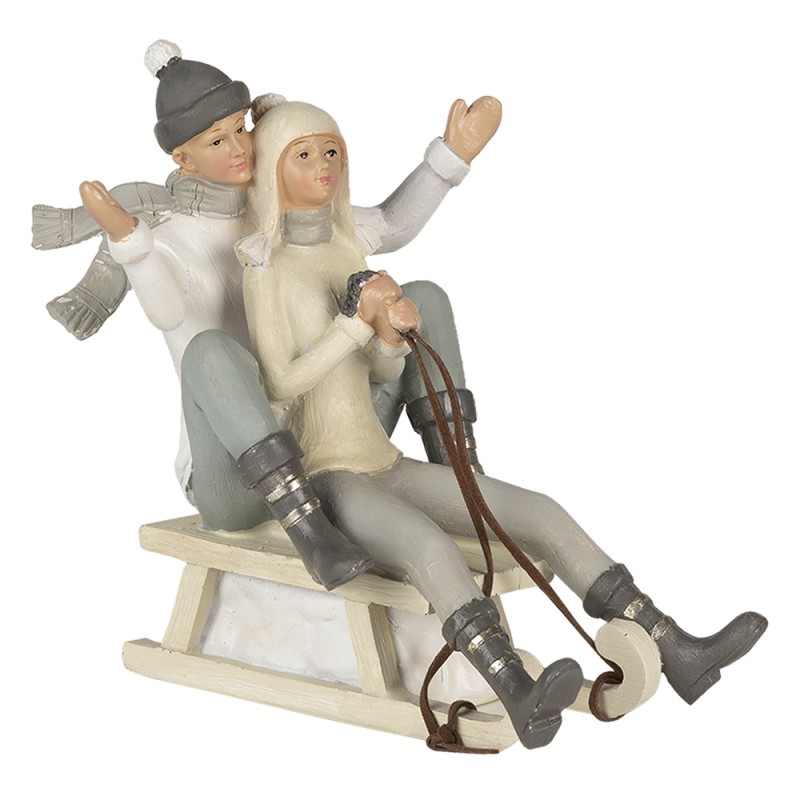 clayre & eef 6PR4660 Beeld Paar 19x14x17 cm Grijs Wit Kunststof Woonaccessoires