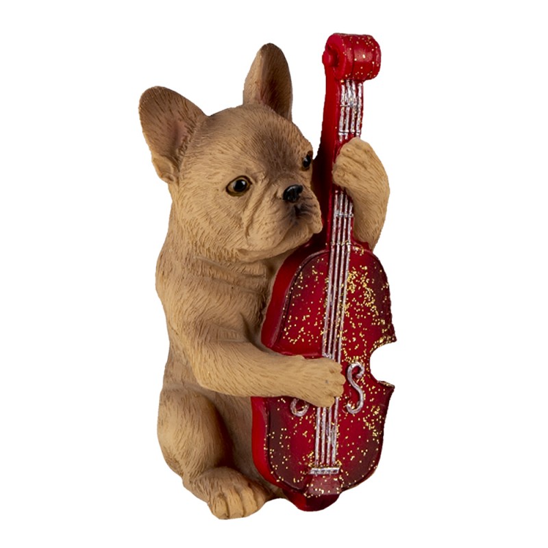 Clayre & Eef 6PR4684 Decoratie Beeld Set Van 3 Hond 14x6x10 Cm Bruin Wit Kunststof