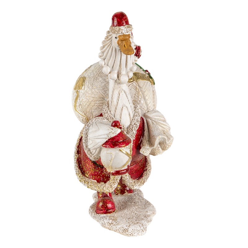Clayre & Eef 6PR4685 Beeld Eend 11x7x17 Cm Wit Rood Kunststof Kerstdecoratie