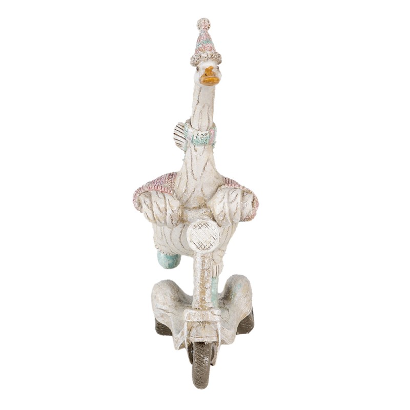 Clayre & Eef 6PR4688 Beeld Gans 14x6x19 Cm Wit Blauw Kunststof Woonaccessoires