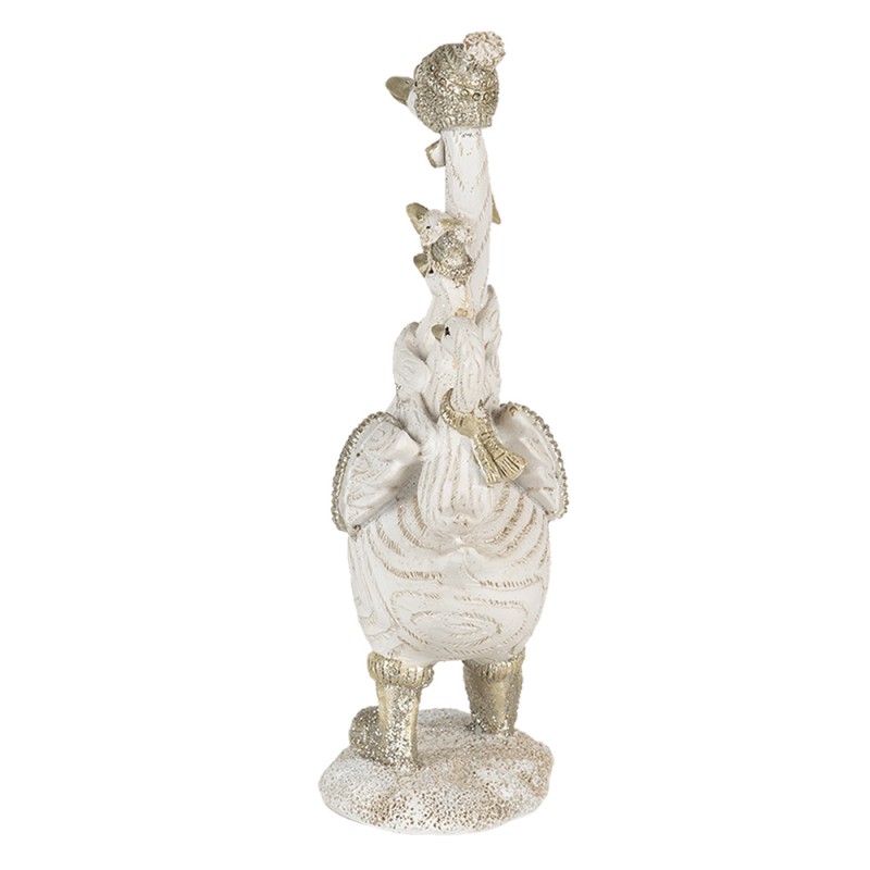 Clayre & Eef 6PR4689 Beeld Gans 10x5x18 Cm Wit Kunststof Woonaccessoires