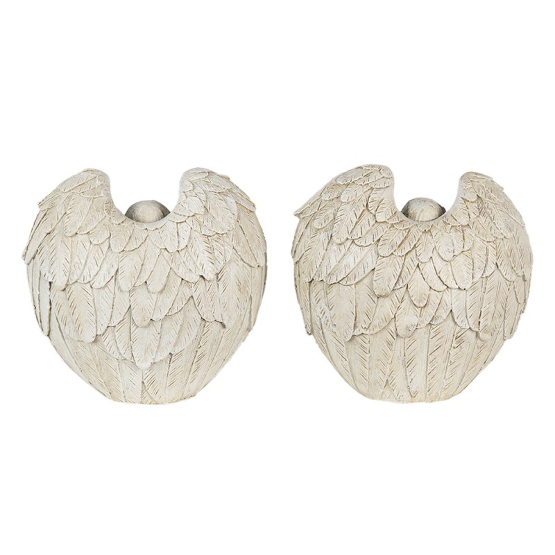 Clayre & Eef 6PR4708 Beeld Engel (2) 10x6x10 Cm Beige Kunststof Woonaccessoires