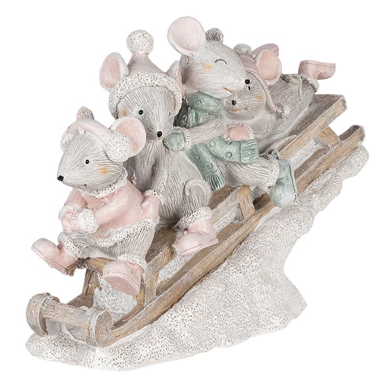 Clayre & Eef 6PR4709 Beeld Muis 15x5x11 Cm Grijs Kunststof Muis