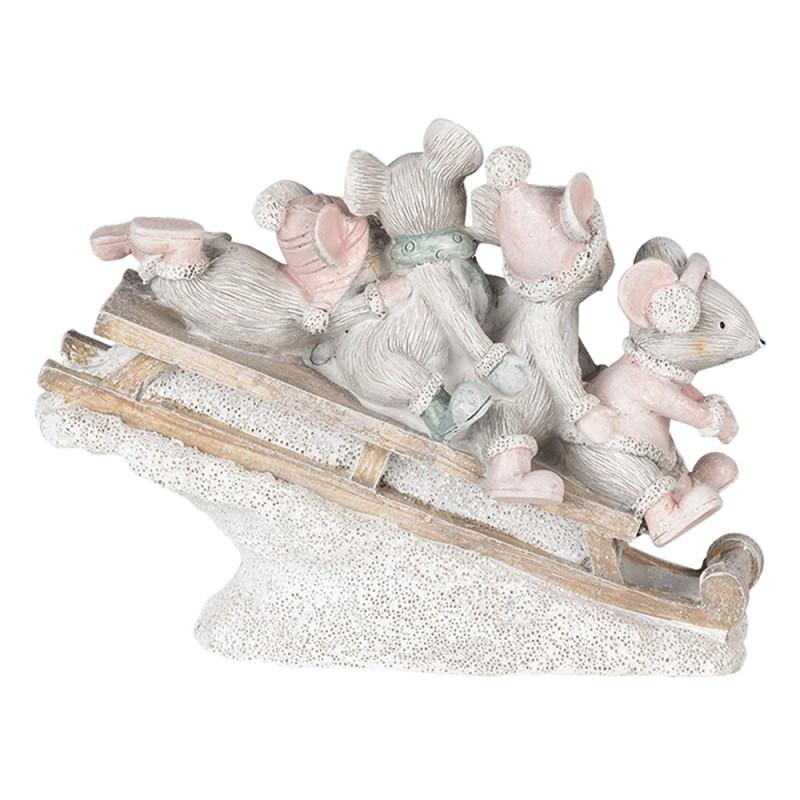 Clayre & Eef 6PR4709 Beeld Muis 15x5x11 Cm Grijs Kunststof Muis